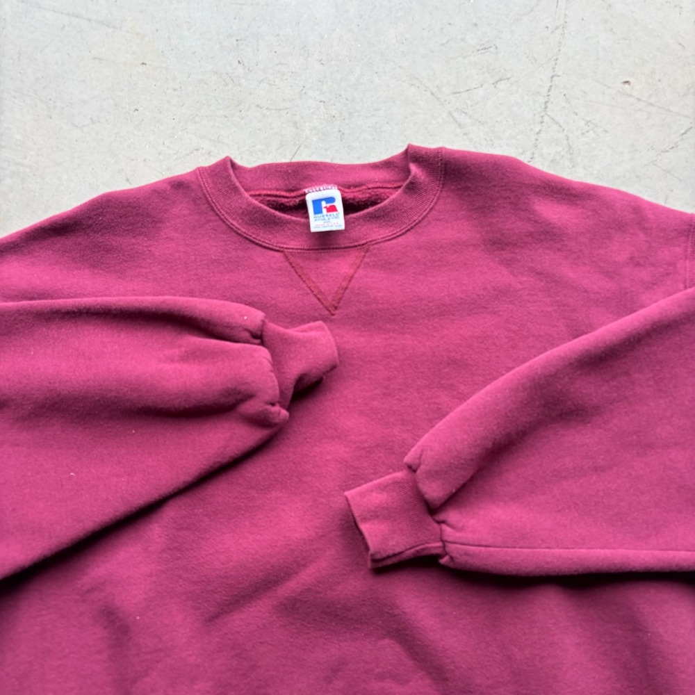 Vintage 90s Russell Athletic Sweatshirt XXL Maroon Burgundy Made in USA Blank